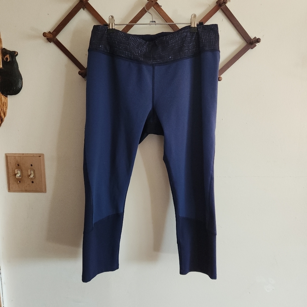 Rei Coop Navy Blue Athletic Legging Cropped Capri Drawstring Large L